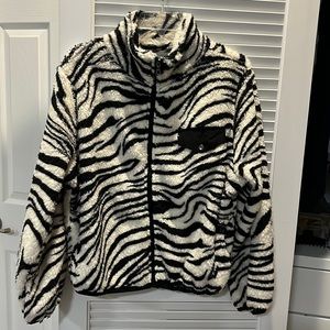 Revolve‎ x plush Zebra Sherpa jacket NWT